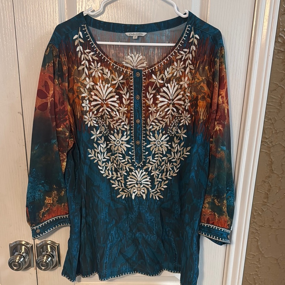 John Mark Multicolor Embroidered Tunic